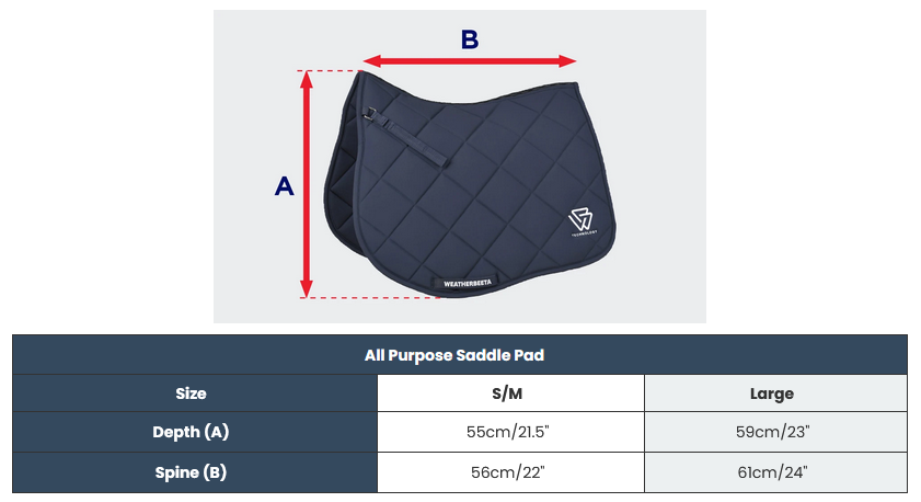 2025 Weatherbeeta Softshell Pro 3D Air-Tec All Purpose Saddle Pa  Tableau des tailles